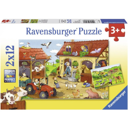 RAVENSBURGER Puzzle Práce na farmě 2x12 dílků 111963
