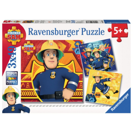 RAVENSBURGER Puzzle Požárník Sam v nebezpečí 3x49 dílků 116593