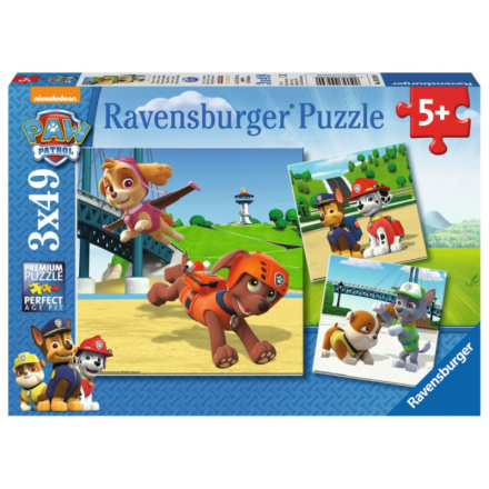 RAVENSBURGER Puzzle Tlapková patrola: Čtyřnohý tým 3x49 dílků 116595