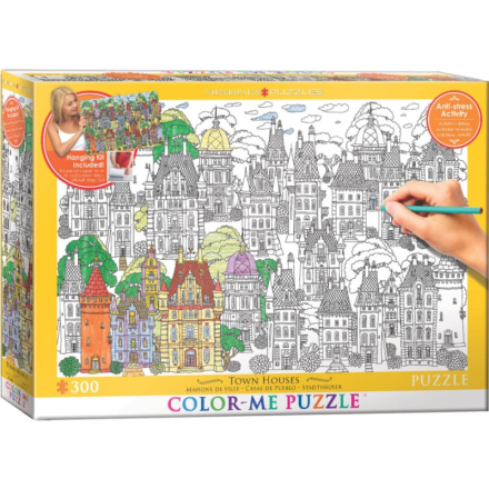 EUROGRAPHICS Color me puzzle Domy ve městě 300 dílků + sada na zavěšení 117400