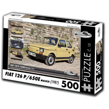 RETRO-AUTA Puzzle č. 15 Fiat 126 P,650E Maluch (1987) 500 dílků 117437
