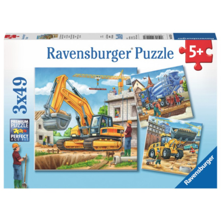 RAVENSBURGER Puzzle Stavební stroje 3x49 dílků 118985