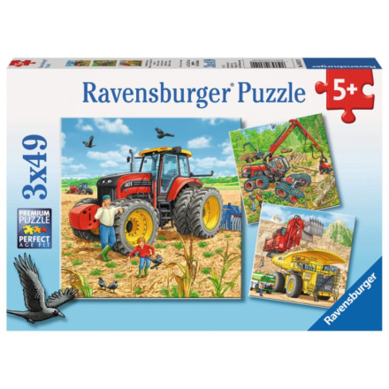 RAVENSBURGER Puzzle Velké stroje 3x49 dílků 119321