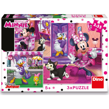 DINO Puzzle Den s Minnie 3x55 dílků 119442