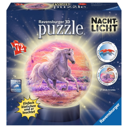 RAVENSBURGER 3D Svítící puzzleball Kůň na pláži 72 dílků 122082