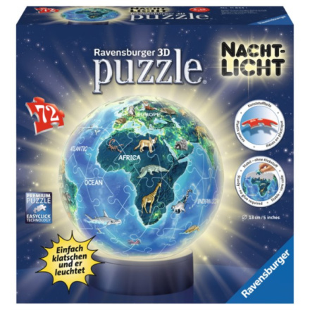 RAVENSBURGER 3D Svítící puzzleball Noční globus 72 dílků 122091