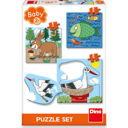 DINO Baby puzzle Zvířátka: Kde žijí? 3v1 (3,4,5 dílků) 122410