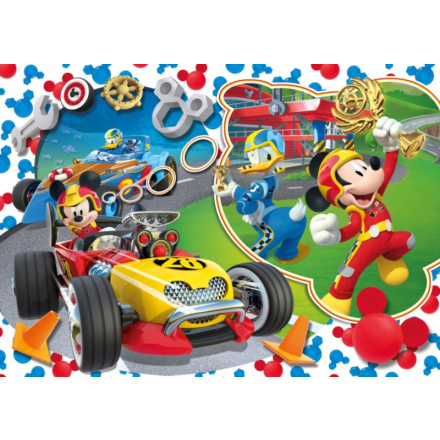 CLEMENTONI Puzzle Mickey Mouse: Na závodním okruhu MAXI 104 dílků 122712