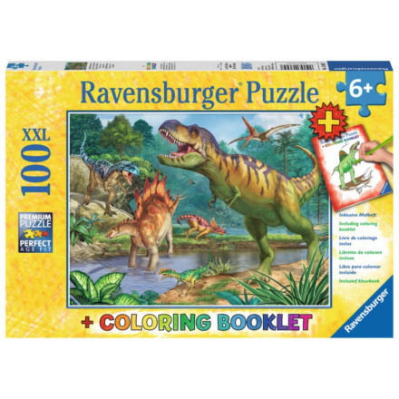 RAVENSBURGER Puzzle Pravěký svět dinosaurů XXL 100 dílků + omalovánky 122991