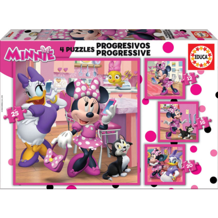 EDUCA Puzzle Minnie a Daisy 4v1 (12,16,20,25 dílků) 123418
