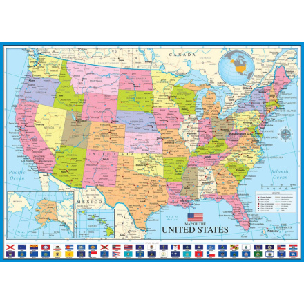 EUROGRAPHICS Puzzle Politická mapa USA 1000 dílků 124676
