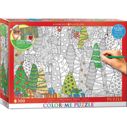 EUROGRAPHICS Color me puzzle Vánoční stromky 300 dílků + sada na zavěšení 124699