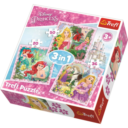 TREFL Puzzle Disney princezny s přáteli 3v1 (20,36,50 dílků) 125190