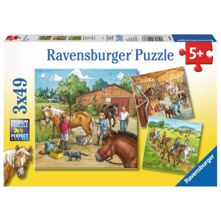 RAVENSBURGER Puzzle Den u koní 3x49 dílků 125253