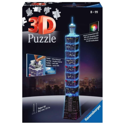 RAVENSBURGER Svítící 3D puzzle Noční edice Taipei 101, Taiwan 216 dílků 125274