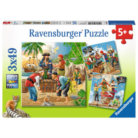RAVENSBURGER Puzzle Pirátská dobrodružství 3x49 dílků 125382