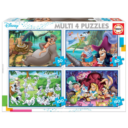 EDUCA Puzzle Disney pohádky 4v1 (50,80,100,150 dílků) 126085