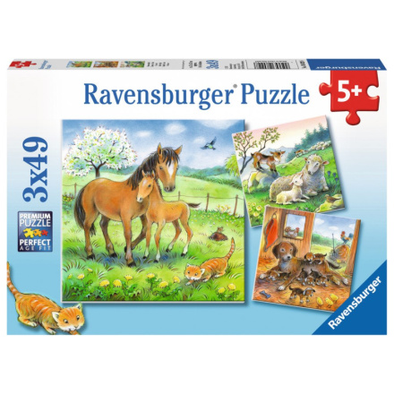 RAVENSBURGER Puzzle Zvířecí mazlení 3x49 dílků 127215