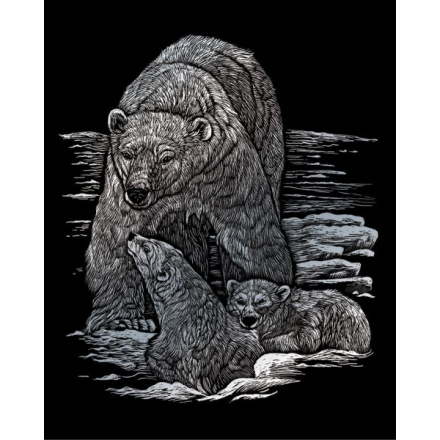 ROYAL & LANGNICKEL Stříbrný škrabací obrázek Lední medvědice s mláďaty 127245