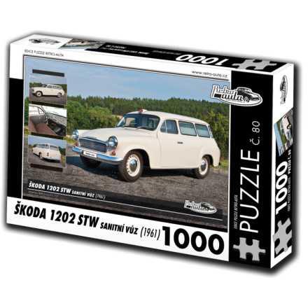 RETRO-AUTA Puzzle č. 80 Škoda 1202 STW sanitní vůz (1961) 1000 dílků 127269