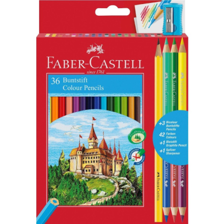 Faber-Castell Pastelky 36ks + ořezávátko, tužka a duo pastelky 128846