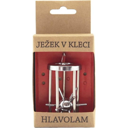 Kovový hlavolam Ježek v kleci (chromovaný) 129309