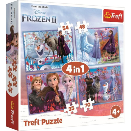 TREFL Puzzle Ledové království 2: Cesta do neznáma 4v1 (35,48,54,70 dílků) 129718
