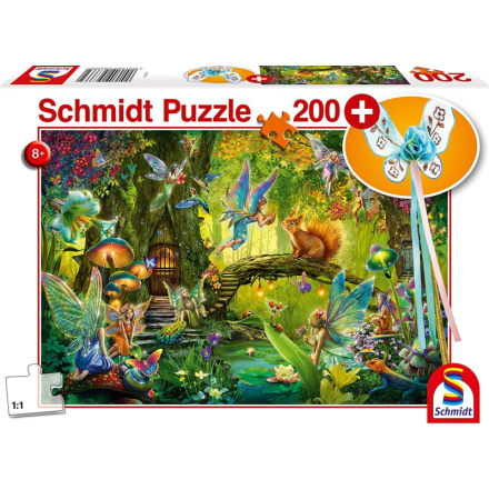 SCHMIDT Puzzle Víly v lese 200 dílků + dárek (vílí hůlka) 131984