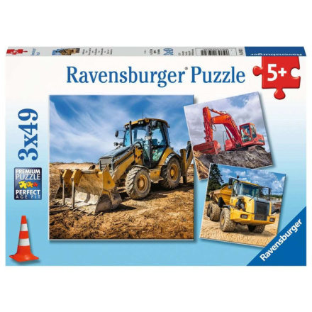 RAVENSBURGER Puzzle Stavební stroje 3x49 dílků 132585