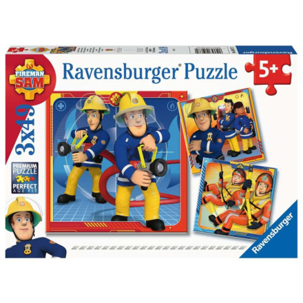 RAVENSBURGER Puzzle Požárník Sam: Do akce! 3x49 dílků 132593
