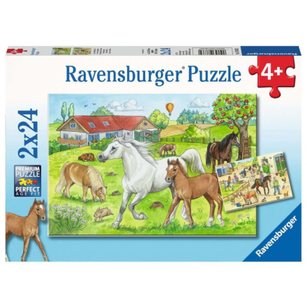 RAVENSBURGER Puzzle Ve stájích 2x24 dílků 132643