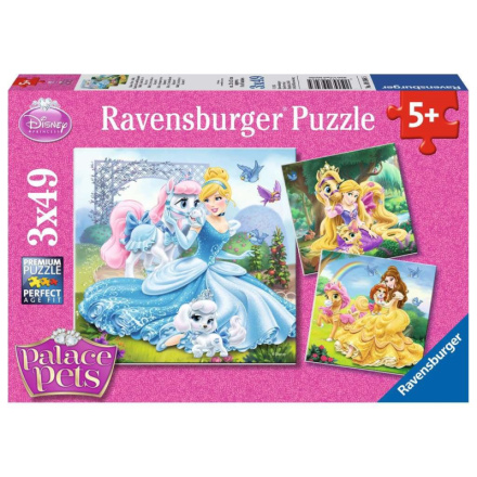 RAVENSBURGER Puzzle Disney princezny a jejich mazlíčci 3x49 dílků 132646