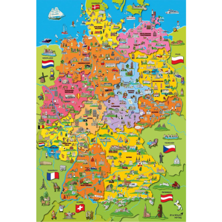 SCHMIDT Puzzle Kreslená mapa Německa 200 dílků 133943