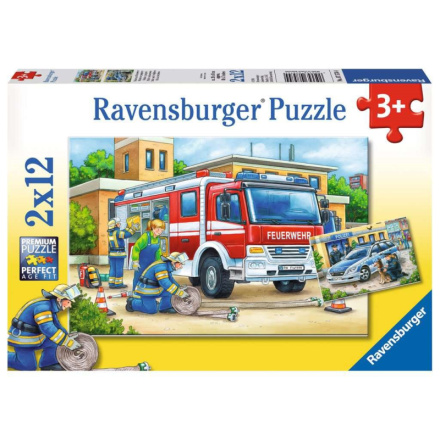 RAVENSBURGER Puzzle Policie a hasiči 2x12 dílků 134459