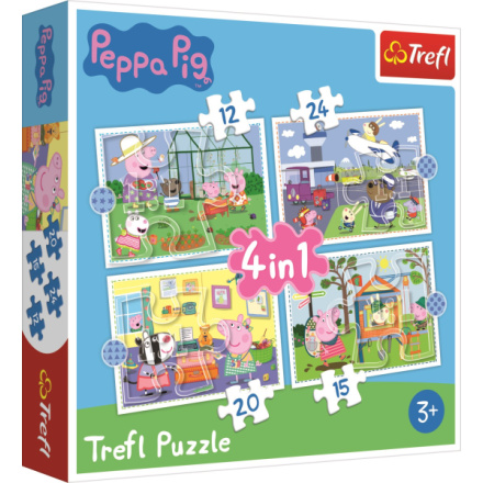TREFL Puzzle Prasátko Peppa: Vzpomínky na prázdniny 4v1 (12,15,20,24 dílků) 135481