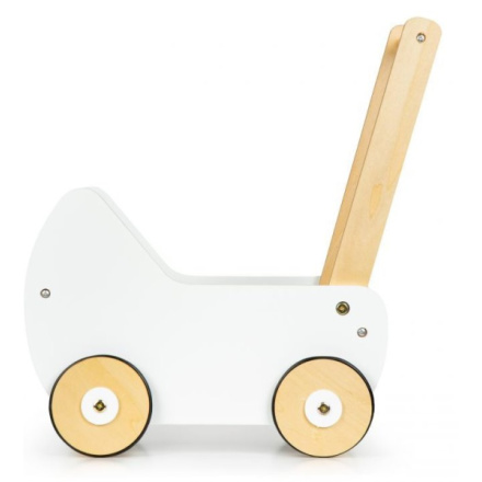 ECOTOYS Dřevěný vozík pro panenky bílý 137586