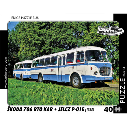 RETRO-AUTA Puzzle BUS č.14 Škoda 706 RTO KAR + JELCZ P-01E (1968) 40 dílků 138508
