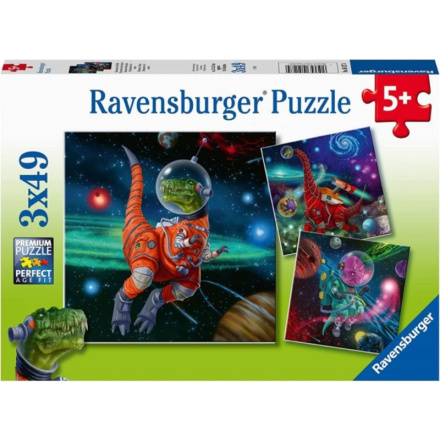 RAVENSBURGER Puzzle Dinosauři ve vesmíru 3x49 dílků 139038