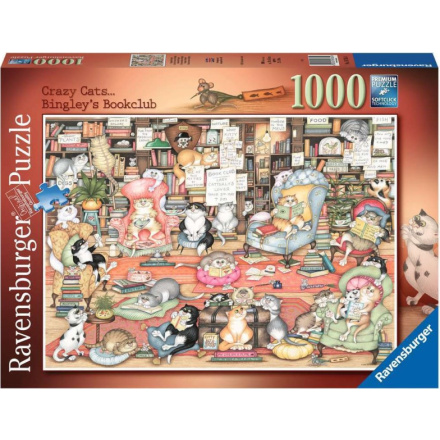 RAVENSBURGER Puzzle Crazy Cats: Bingleyho knižní klub 1000 dílků 139113