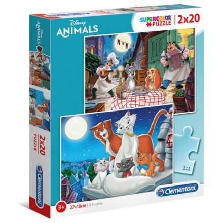 CLEMENTONI Puzzle Disney: Zvířecí přátelé 2x20 dílků 139544