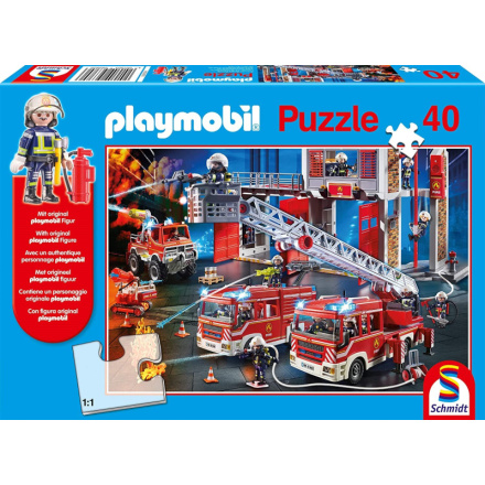 SCHMIDT Puzzle Playmobil Hasičský sbor 40 dílků + figurka Playmobil 140224