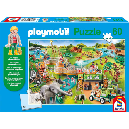 SCHMIDT Puzzle Playmobil Zoo 60 dílků + figurka Playmobil 140225