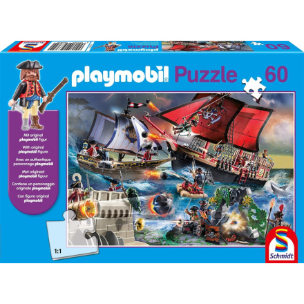 SCHMIDT Puzzle Playmobil Piráti 60 dílků + figurka Playmobil 140226