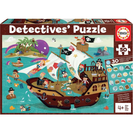 EDUCA Detektivní puzzle Pirátská loď 50 dílků 141814