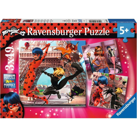 RAVENSBURGER Puzzle Kouzelná Beruška a Černý Kocour 3x49 dílků 142594