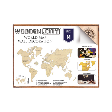 WOODEN CITY Dřevěná mapa světa velikost M (57x38cm) 142780