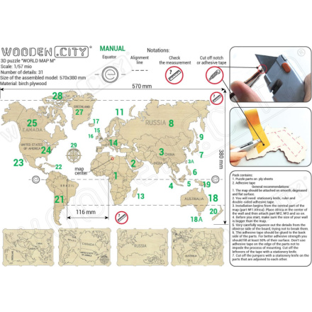 WOODEN CITY Dřevěná mapa světa velikost M (57x38cm) 142780