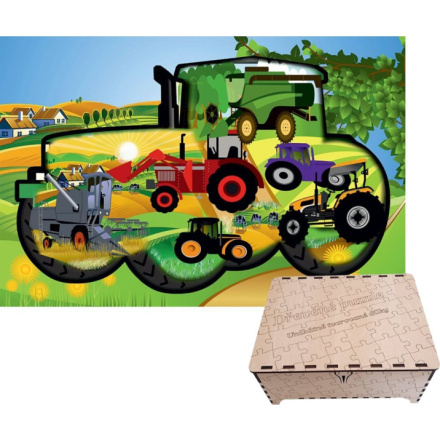 FA LIXEN Dřevěné puzzle Traktor XL 446 dílků v dárkové krabičce 142859