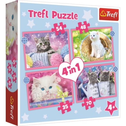 TREFL Puzzle Veselé kočičky 4v1 (35,48,54,70 dílků) 143130
