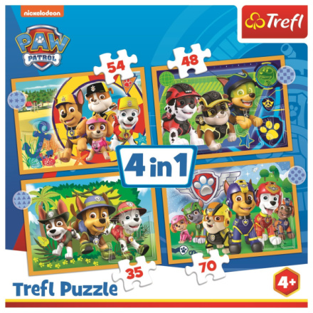 TREFL Puzzle Tlapková patrola: Prázdniny 4v1 (35,48,54,70 dílků) 143133
